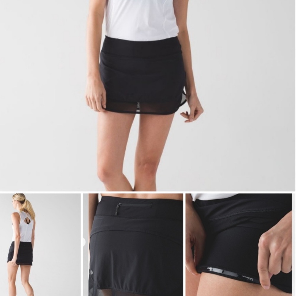 Lululemon Hotty Hot II Black Mesh Skort